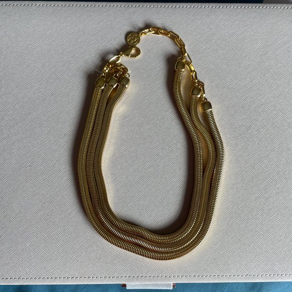 NWOT Ben-Amun 24k Gold Electroplated Three Cobra Chain Necklace - Picture 3 of 6